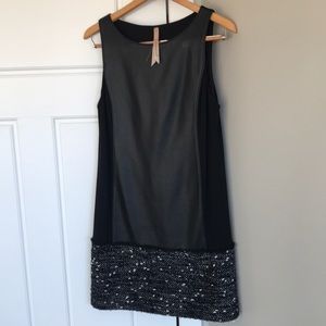 Boutique Leather trimmed dress